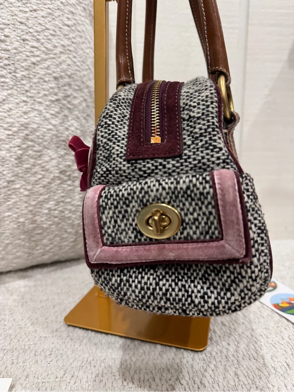 Rare vintage Y2K Coach Soho Tweed and Suede Satchel